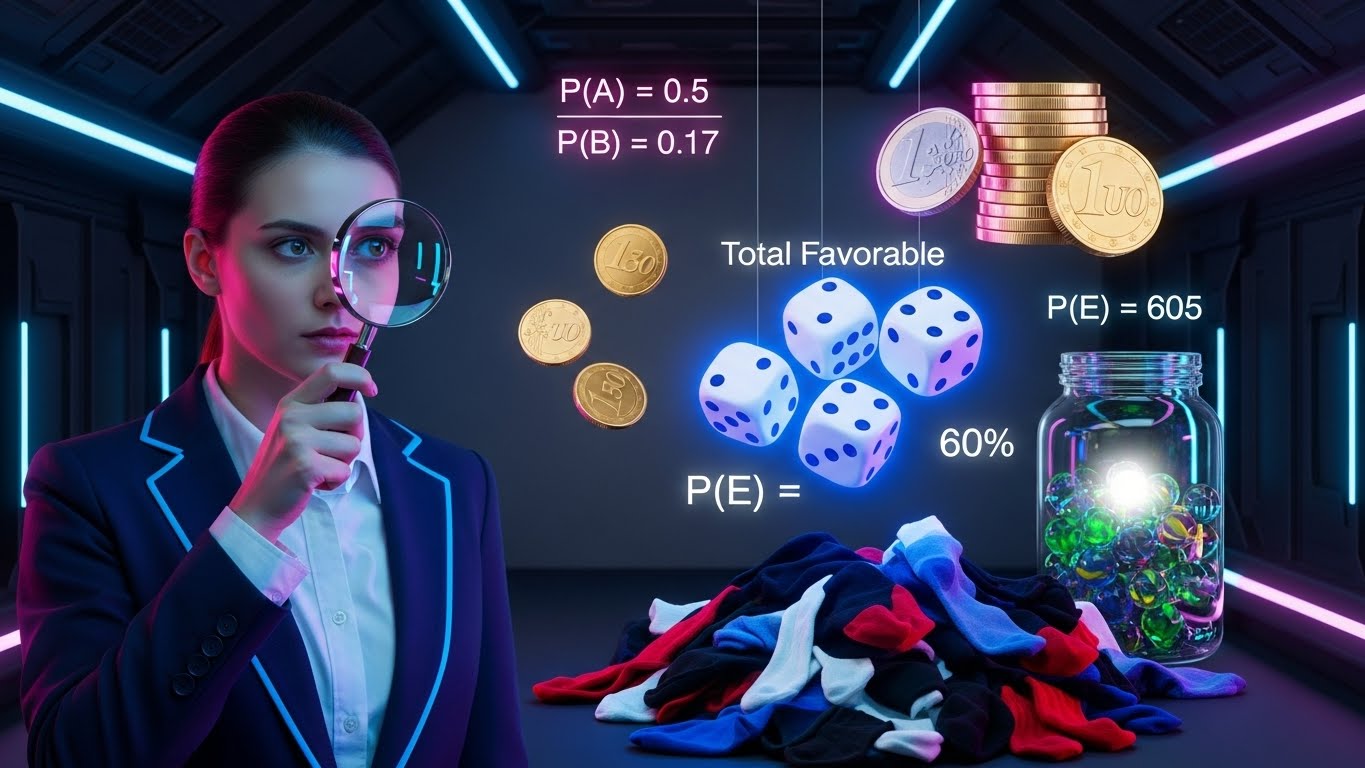 Woman examining probability events